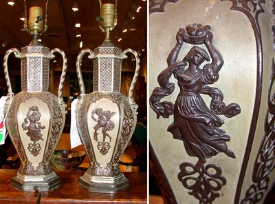 Lot 397 - Pair of Jasperware Lamps