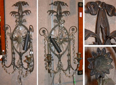 Lot 522 - Pair of Regency Style Patinated-Metal and Cut...