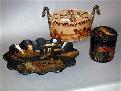 Lot 250 - Group of Three Lacquered and Tole Painted...