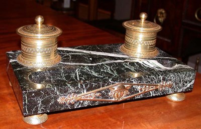 Lot 494 - Empire Style Gilt-Bronze Mounted Marble Standish