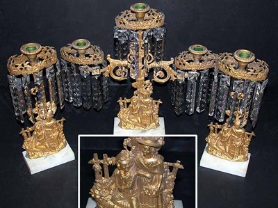 Lot 88 - Gilt-Bronze Three-Piece Girandole Set 19th...