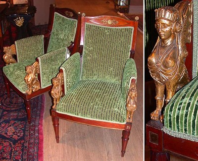 Lot 378 - Pair of Empire Gilt-Bronze Mounted Parcel Gilt...