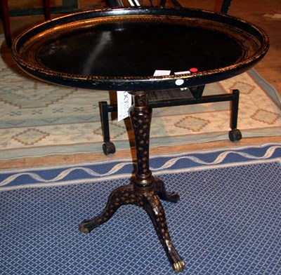 Lot 130 - Victorian Gilt Decorated Black Lacquered Tray...