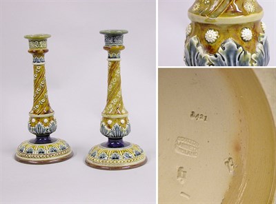 Lot 424 - Pair of Doulton Lambeth Glazed Pottery...