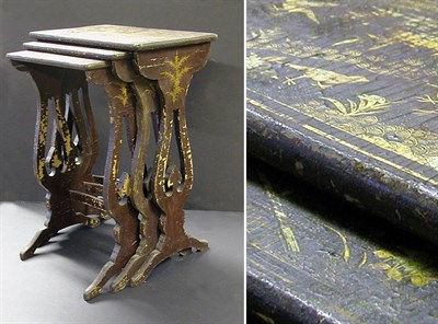 Lot 272 - Chinoiserie Decorated Black Lacquered Nest of...