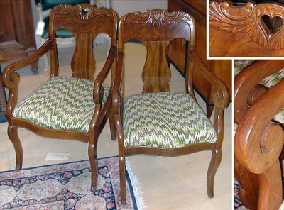 Lot 306 - Pair of Classical Style Mahogany Open Armchairs