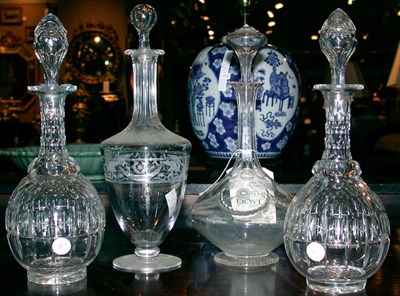 Lot 301 - Group of Four Colorless Etched or Cut Glass...