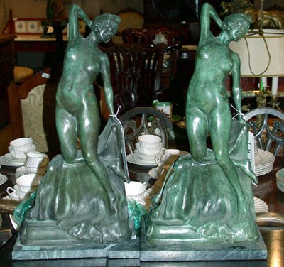 Lot 379 - Pair of Patinated-Metal Sculptures Each...