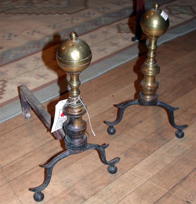 Lot 162 - Pair of Georgian Style Brass Andirons