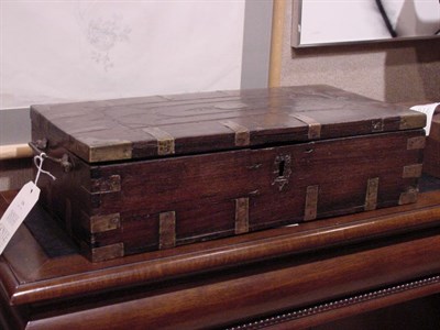 Lot 136 - Chinese Brass Bound Carved Hardwood Box