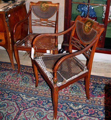 Lot 337 - Pair of Edwardian Painted Satinwood Armchairs