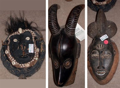 Lot 159 - Group of Three Tribal Masks Together with a...