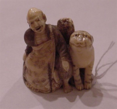 Lot 152A - Japanese Walrus Tusk Netsuke of Hattara Sonja...