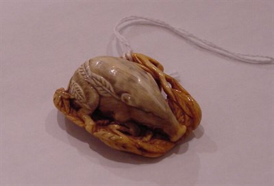 Lot 153 - Japanese Ivory Netsuke of a Sleeping Boar...
