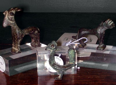 Lot 163 - Three Bronze Small Animals on Lucite Bases...