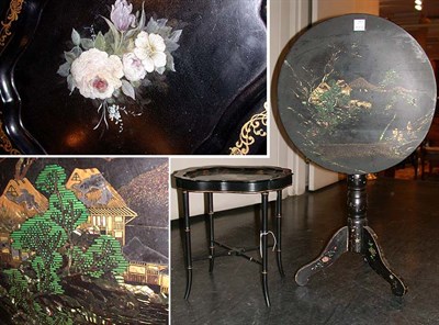 Lot 118 - Victorian Style Painted Tray on Stand Together...