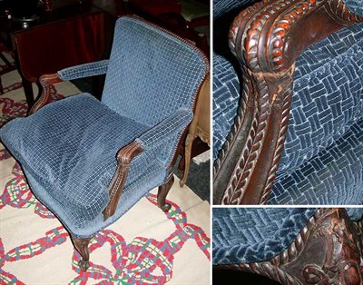 Lot 121 - George III Style Upholstered Mahogany Armchair