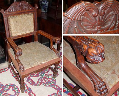 Lot 124 - Jacobean Style Oak Armchair