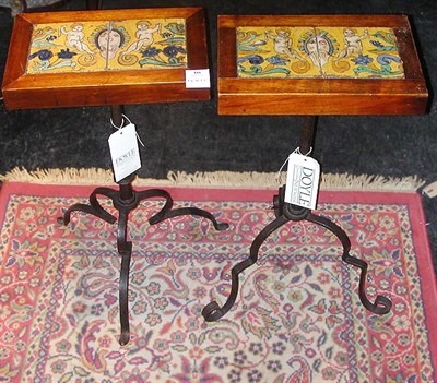 Lot 148 - Pair of Tile Top Mahogany Stands
