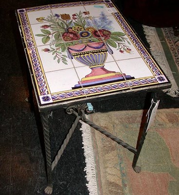 Lot 159 - Continental Tile Top Wrought Iron Low Table