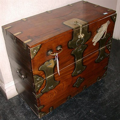 Lot 177 - Oriental Style Brass Bound Hardwood Chest of...