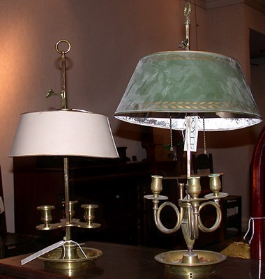 Lot 180 - Two Louis XV Style Brass Bouillotte Lamps