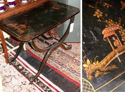 Lot 191 - Victorian Style Black Lacquered Chinoiserie...