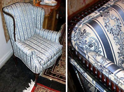 Lot 193 - George III Style Upholstered Mahogany Wing Chair