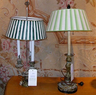 Lot 194 - Two Louis XV Style Brass Lamps