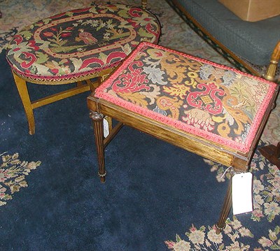 Lot 411 - Two Needlepoint Upholstered Stools