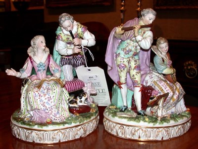Lot 491 - Pair of Meissen Style Porcelain Figural Groups