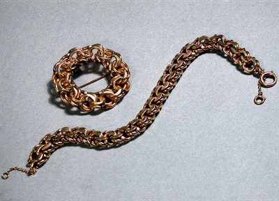 Lot 153 - Gold Bracelet and Pin 14 kt. yellow gold, of...