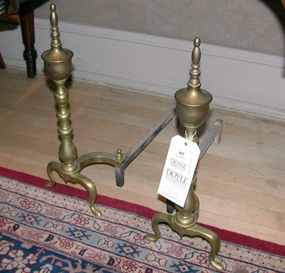 Lot 467 - Pair of Georgian Style Brass Andirons