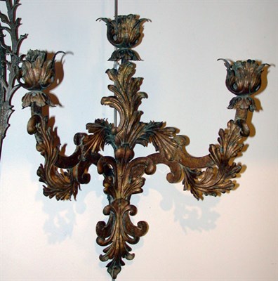 Lot 2400 - Pair of Painted Metal Three-Light Sconces