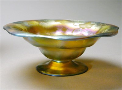 Lot 407 - Tiffany Favrile Glass Compote In gold...