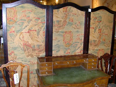Lot 217A - Victorian Style Fabric Three-Panel Screen