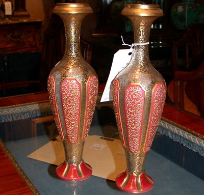 Lot 144 - Pair of Bohemian Gilt Decorated Cased Glass...