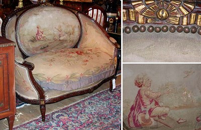 Lot 242 - Louis XVI Style Tapestry Upholstered Fruitwood...