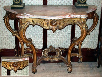 Lot 273 - Louis XV Style Marble Top Gilt-Wood Console...