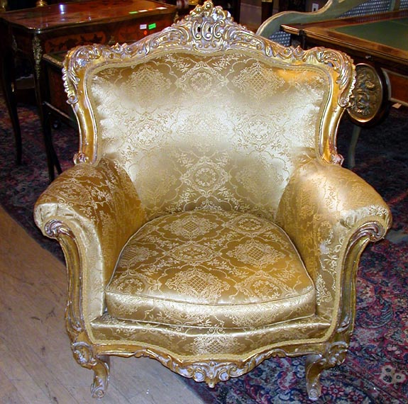 Lot 150 - Pair of Louis XV Style Upholstered Gilt-Wood...