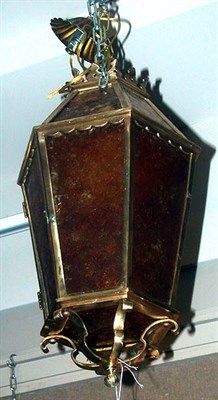 Lot 418 - Pair of Gilt-Metal and Mica Hanging Lanterns