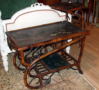 Lot 631 - Victorian Bamboo Tea Cart With lacquered inset...