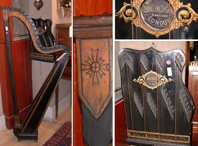 Lot 434 - Ebonized Harp and Zither