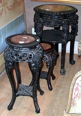 Lot 133 - Group of Three Chinese Marble Top Rosewood...
