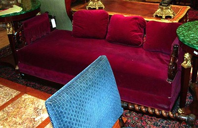 Lot 423 - Victorian Velvet Upholstered Mahogany Daybed...