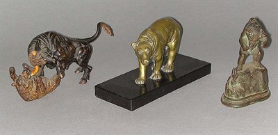 Lot 569 - Three Bronze Animalier Groups Comprising two...