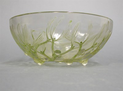Lot 384 - Lalique Gui Glass Bowl With green stain....