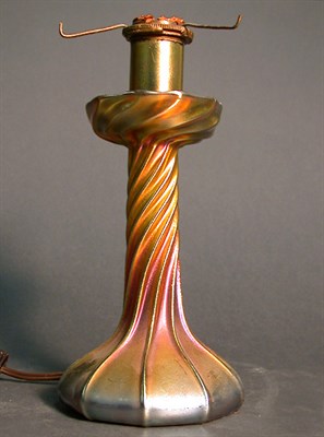Lot 393 - Tiffany Favrile Glass Candlestick Lamp Base In...