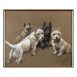 Lot 217 - Fannie Moody British, fl. 1885-1897 SCOTTIES...