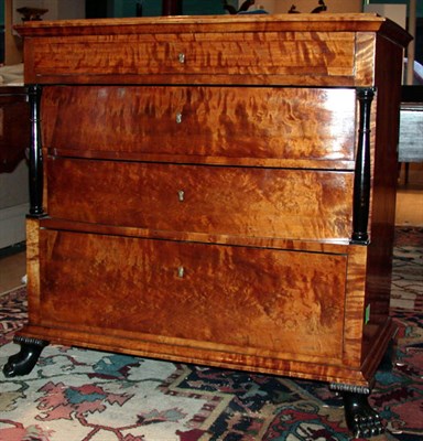 Lot 518 - Biedermeier Part Ebonized Maple Chest of Drawers